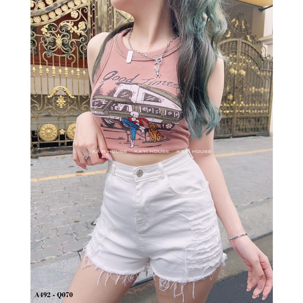 QUẦN SHORT JEAN KAKI NỮ RÁCH