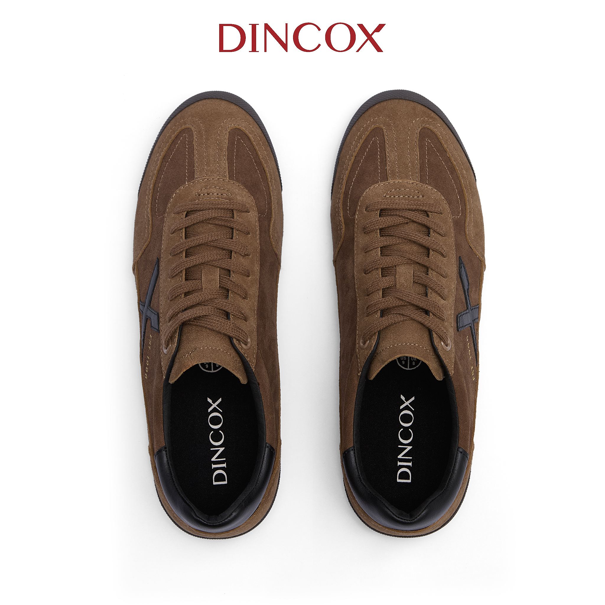 Giày Nam Sneaker Da Micro Suede Dincox DC47 BROWN Shoes Đế Bằng, Bền Và Nhẹ Hơn