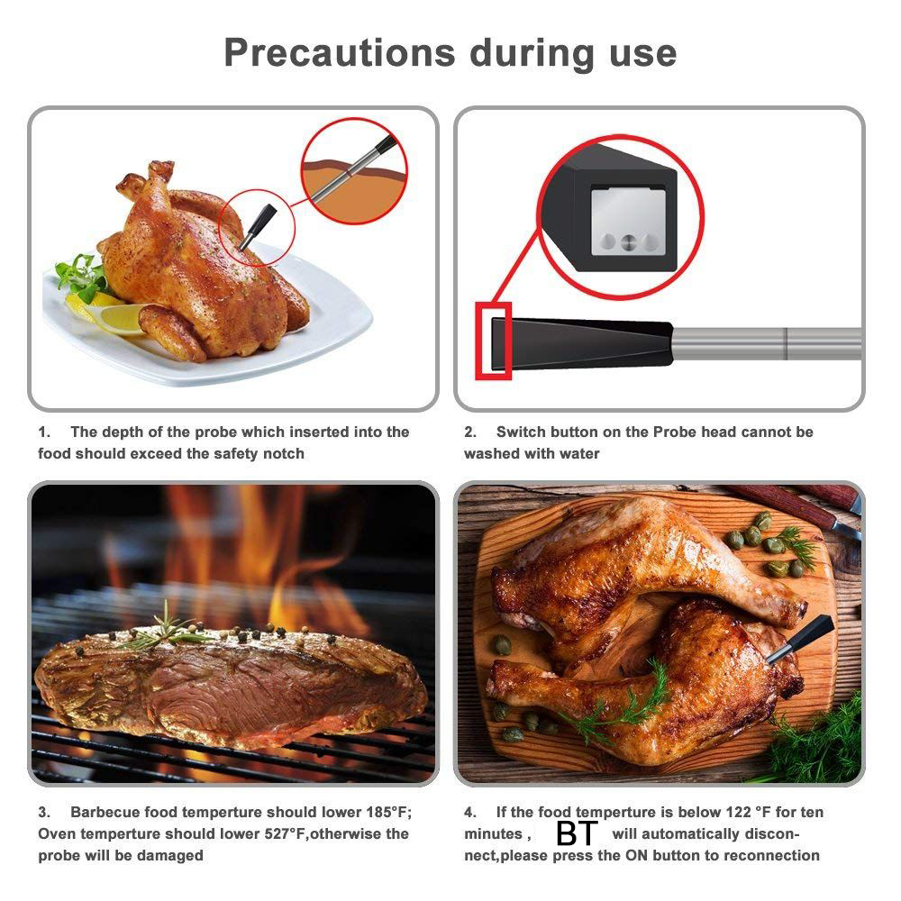 Đầu Nhiệt Kế Thực Phẩm Bbq Kỹ Thuật Số Không Dây Bt