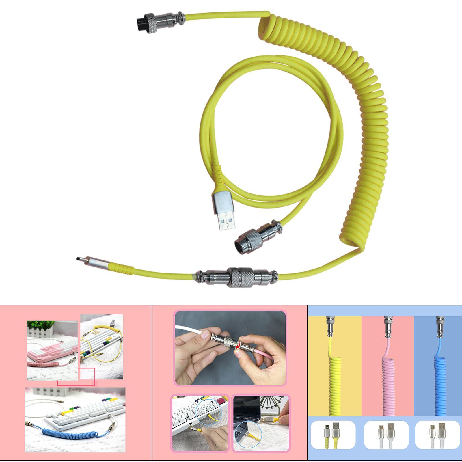 Almencla Coiling Spring Spiral Cable Detachable Type-C Cable for Keyboard