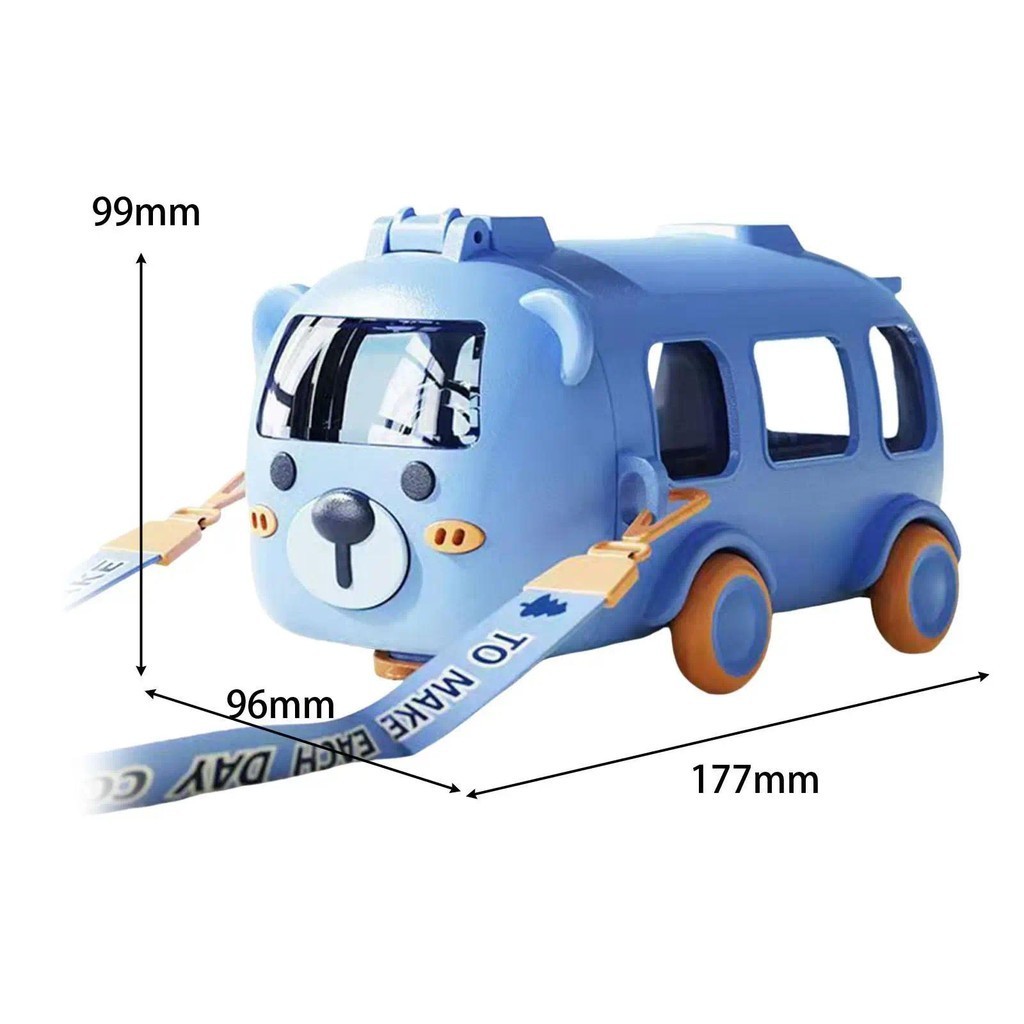 Bình Nước Hình Xe Bus  Cốc Nước Ô Tô Ngoài Trời Dung Tích 500m 2 lớp , chai nước hình xe bus gấu cho gia đình Cool cute bus for kid