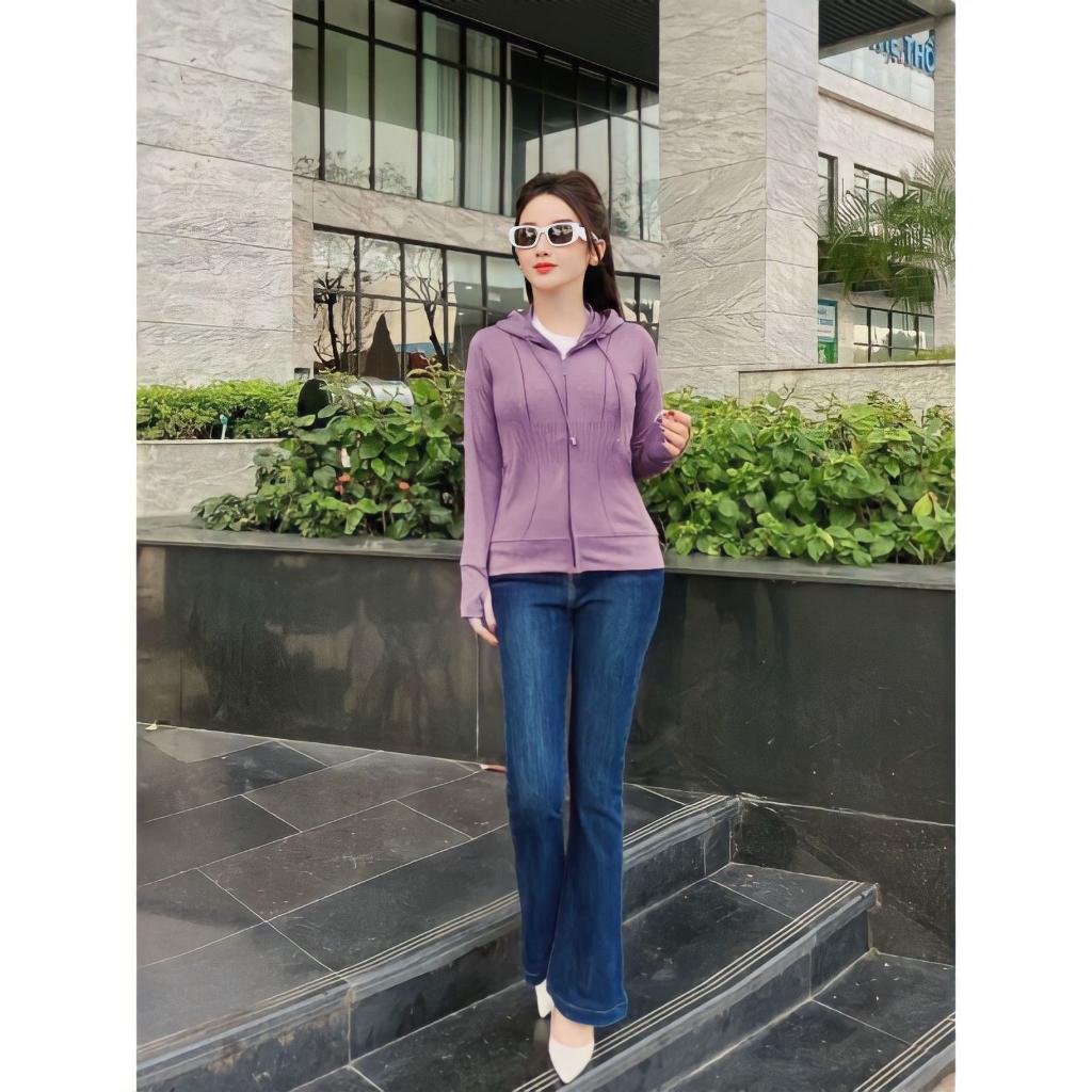 Áo Chống Nắng Nữ Vải Đốm Xước Thun Lạnh Co Dãn 4 Chiều Dáng Ôm Dài Tay