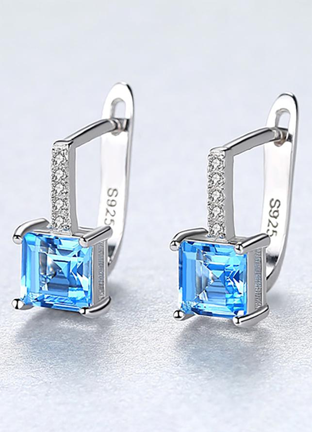 Bộ Trang Sức Bạc Nữ Đẹp Đính Đá Topaz Xanh Cao Cấp 3 Món Bảo Ngọc Jewelry [THIẾT KẾ ĐỘC QUYỀN]