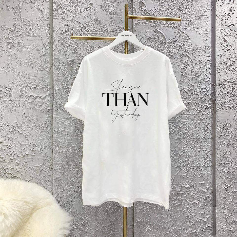 Áo thun nữ tay lỡ form rộng kiểu dáng unisex chất liệu cotton cao cấp thoáng mát Banamo Fashion áo phông in chữ 311