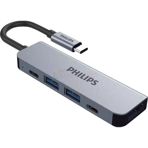 Cổng chuyển đổi Philips 5-in-1 Multifunction Adapter USB-C Hub SWV6115G/59 - Hàng chính hãng