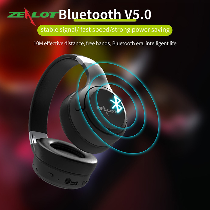 Tai nghe bluetooth chụp tai Zealot hàng chính hãng kết nối ổn định, âm bass siêu trầm đeo lâu không gây đau tai