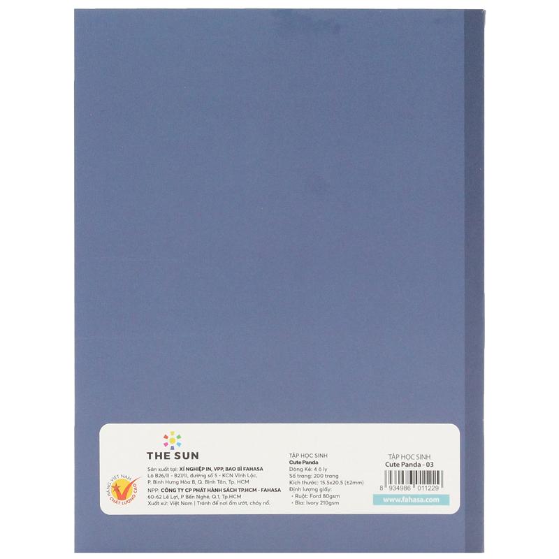 Tập Học Sinh Cute Panda - Miền Nam - 4 Ô Ly - 200 Trang 80gsm - Fahasa 03