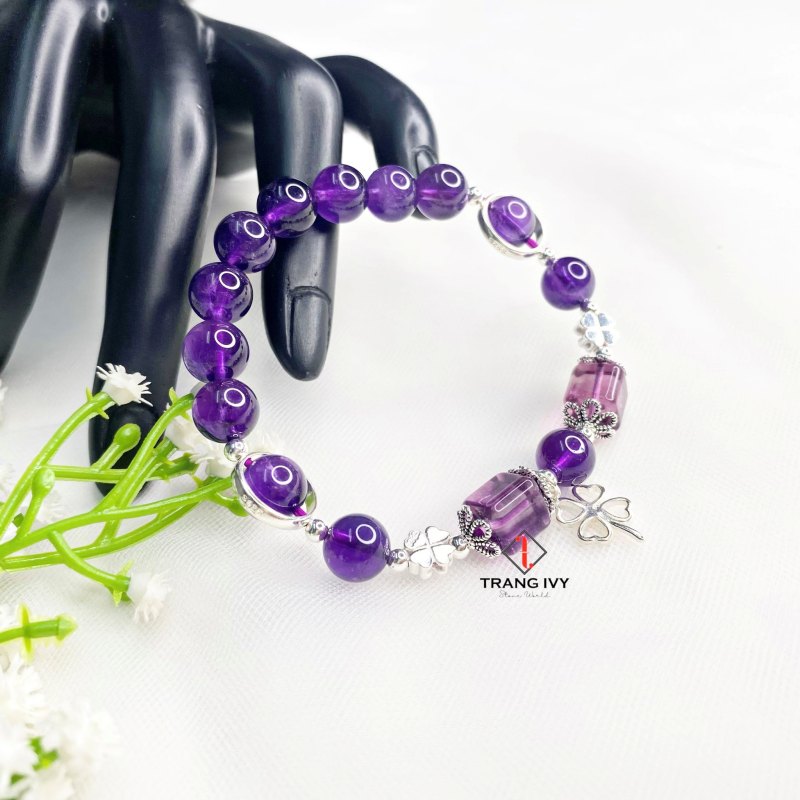 Vòng Tay Thạch Anh Tím Mix Charm Hợp Cho Nữ Mệnh Hỏa và Mệnh Thổ