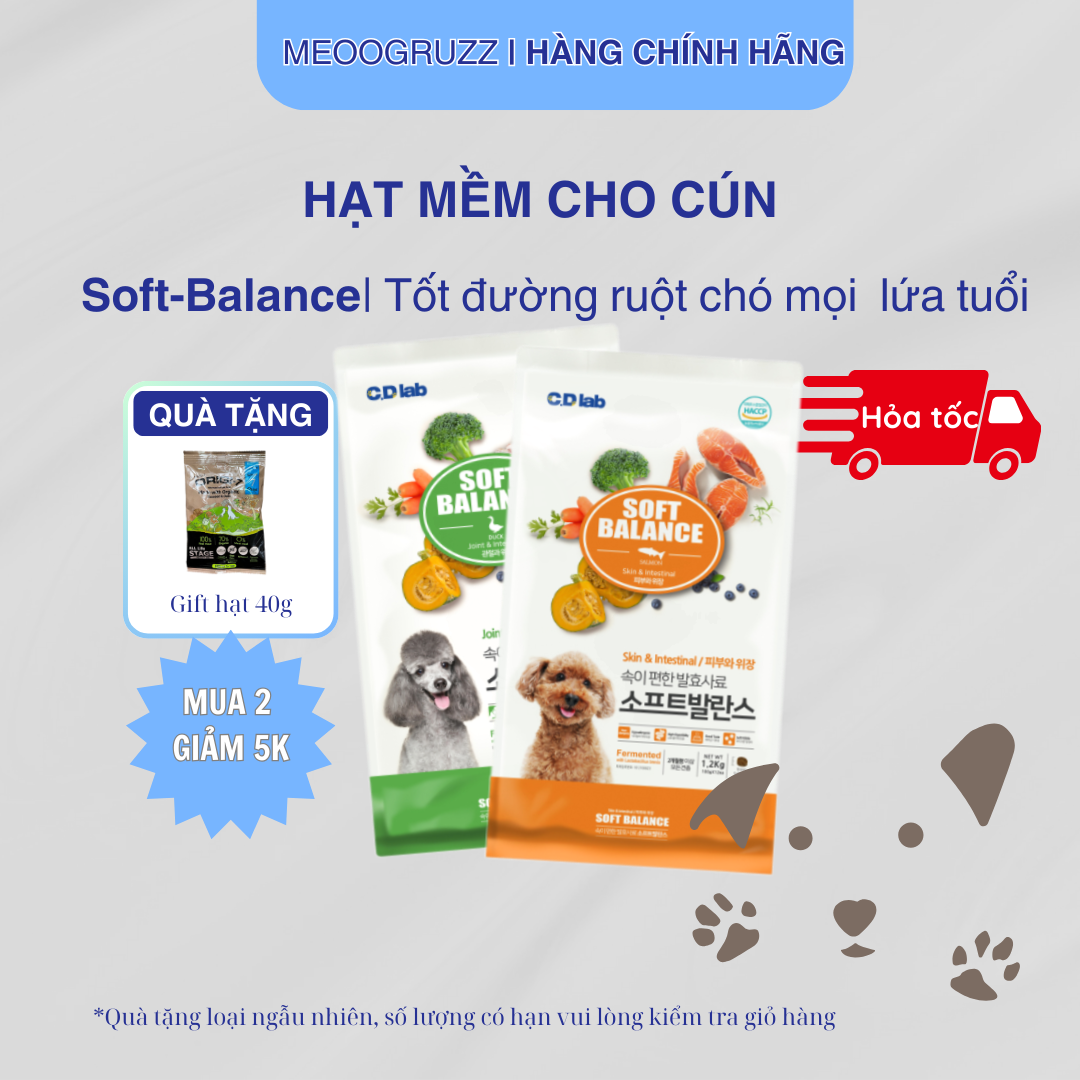 Hạt Mềm Chó Cao Cấp | Soft Balance | Giúp Đường Ruột Khỏe Mạnh | Túi 1,2kg (12 túi nhỏ 100g tiện dụng