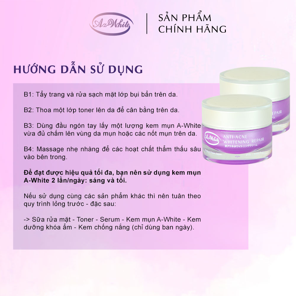 Kem Ngừa Mụn &amp; Dưỡng Trắng Da A-White 25G