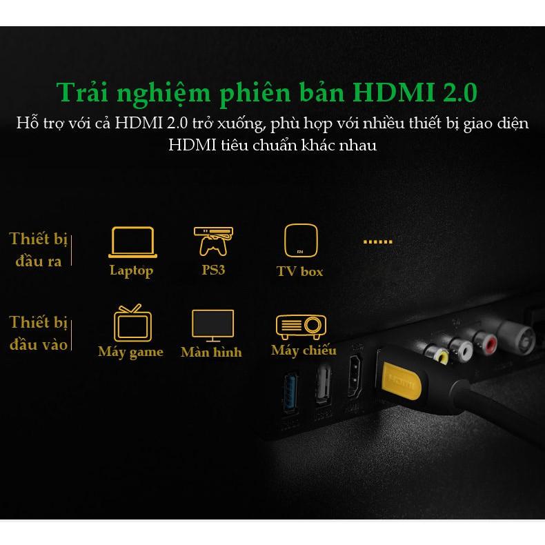 Dây HDMI 2.0/ 1.4 thuần đồng 100%, 19+1 dùng cho tivi, máy tính, máy chiếu, màn hình, độ dài từ 1-15m UGREEN HD101 - Hàng chính hãng