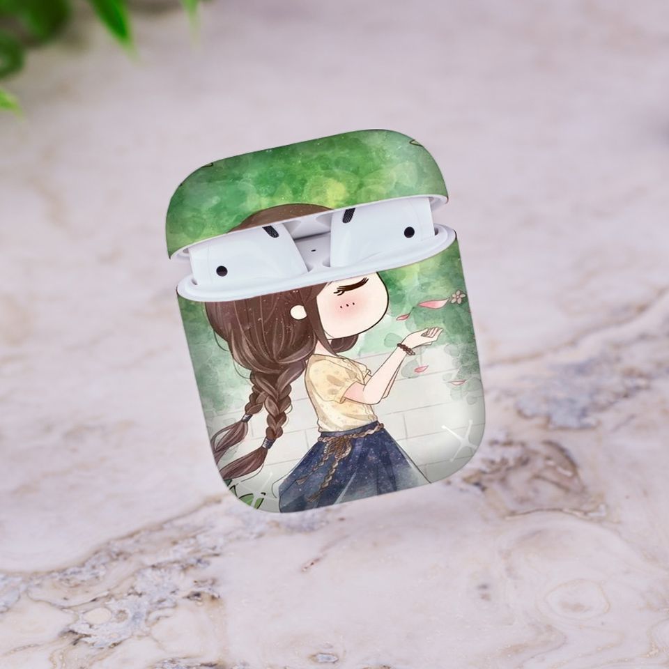 Miếng dán skin chống bẩn cho tai nghe AirPods in hình Chibi đẹp - Chib033 (bản không dây 1 và 2)