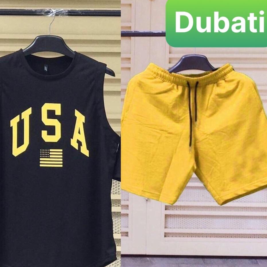 ĐỒ BỘ BA LỖ THỂ THAO NAM USA, SET ĐỒ THỂ THAO PHONG CÁCH SÀNH ĐIỆU- DUBATI FASHION