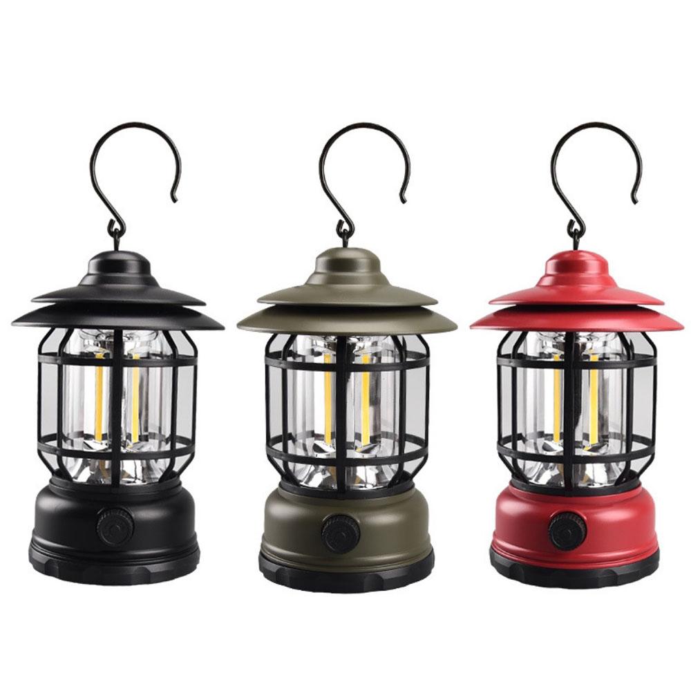 Outdoor Camping Light Retro Campsite Lantern USB Night Light Emergency Lamp Stepless Dimming for Hiking Tent Fishing