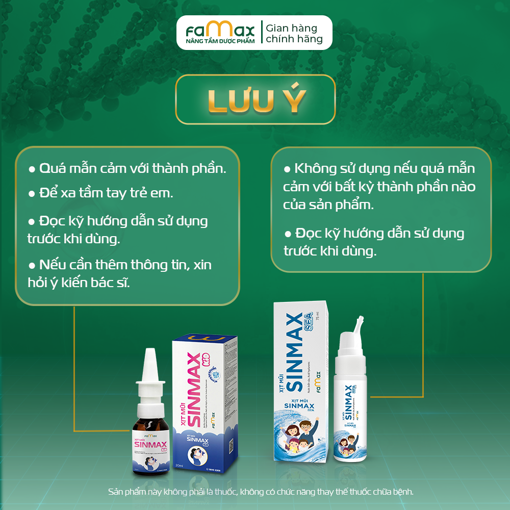 [FAMAX] Combo xịt mũi Sinmax Kid + Sinmax Sea - Hỗ trợ giảm sổ mũi, nghẹt mũi, chảy mũi