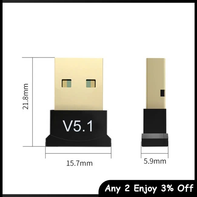 USB BLuetooth 5.0 USB Dongle - Dùng cho PC, Laptop - Kết nối với tai nghe, loa bluetooth, gamepad - Hàng Nhập Khẩu