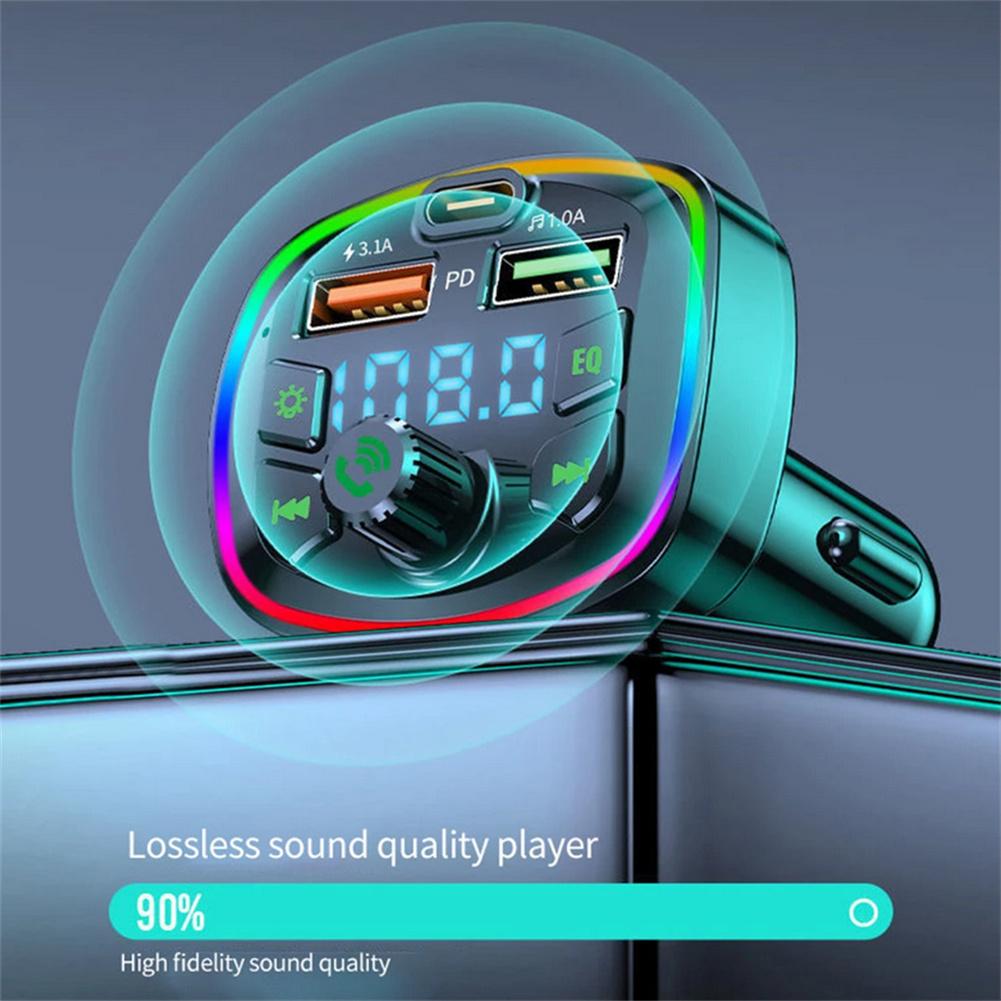 Led Backlight Bluetooth-compatible Fm Transmitter Car Mp3 Tf/u Disk Player Car Kit Dual Usb Adapter 4.2a+pd Type C Fast Charger