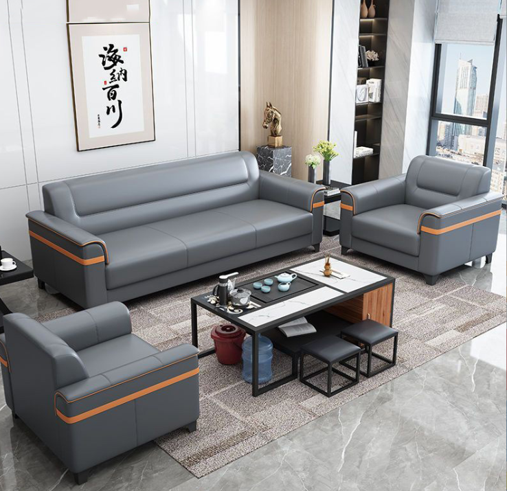 Bộ sofa băng văn phòng bọc da phối màu cao cấp Juno Sofa kèm ghế đơn HVPCT-13