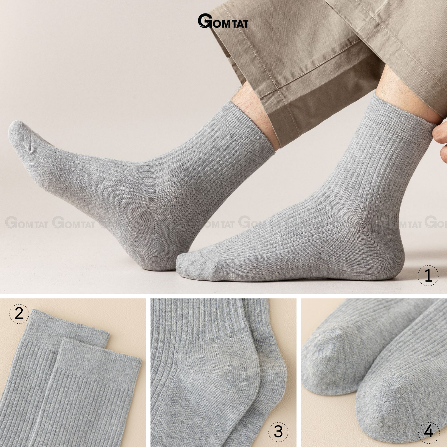 Tất cổ cao nam nữ trơn màu chất liệu cotton cao cấp, vớ cao cổ unisex hút ẩm thoáng khí, êm chân -CAOTRON-FIVE-2001-1DOI