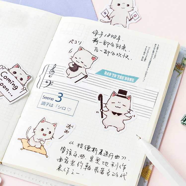 Sticker chủ đề Mèo Con Dễ Thương - Hộp 45 miếng dán trang trí sổ tay Bullet Journal - M054