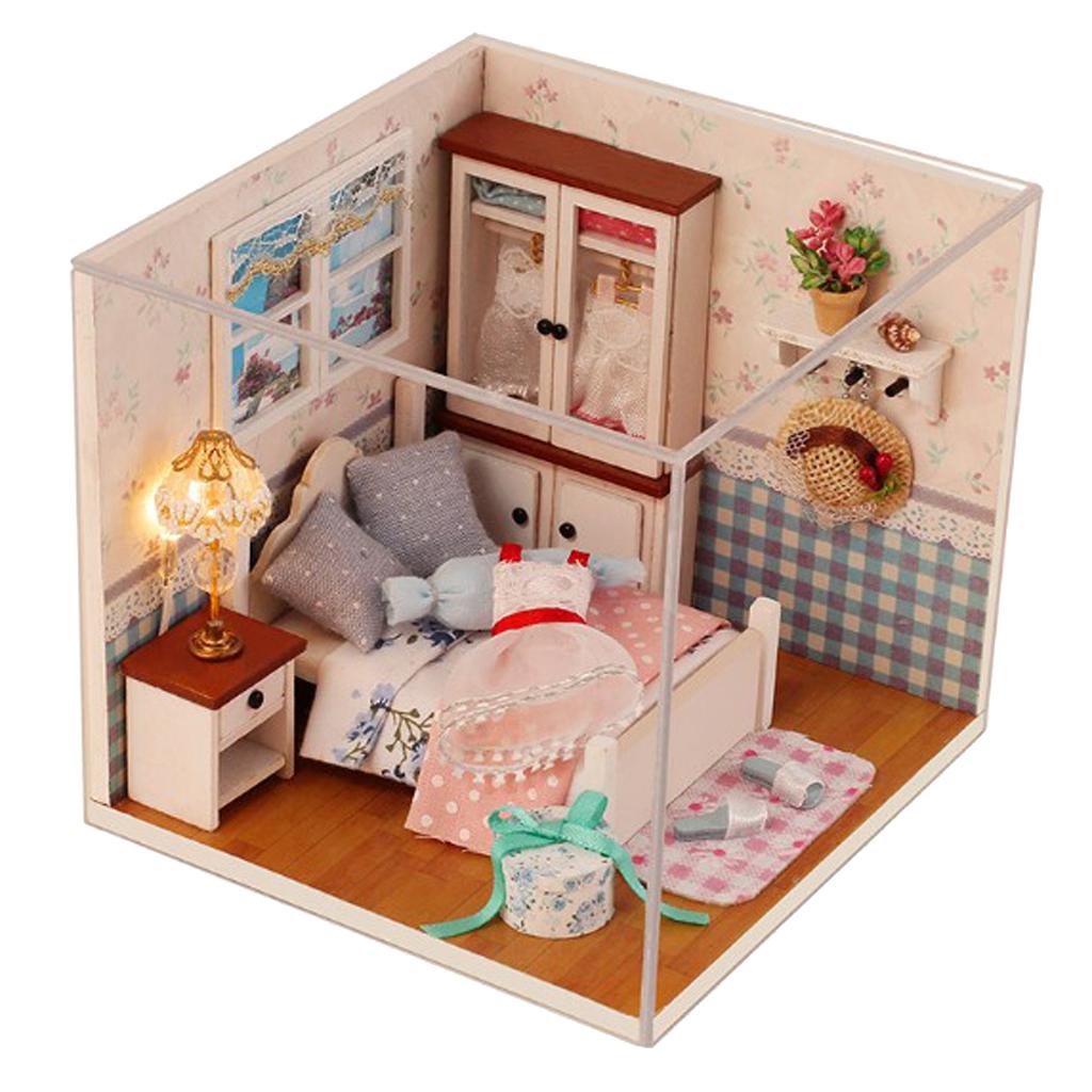 DIY Miniature Dollhouse Kit with Furniture & LED Light, 1:24 Scale Model 3D House Kit, Best Birthday/Christmas Gift for Kids Adults