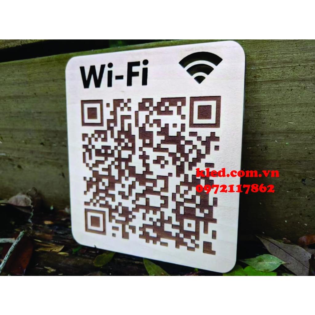 Bảng gỗ wifi decor treo cửa tên shop quét mã QR tiện lợi giá rẻ "Free Ship"