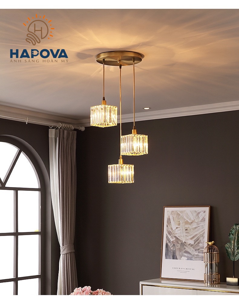 Bộ 03 Đèn thả trần trang trí pha lê HAPOVA DT 9575/3