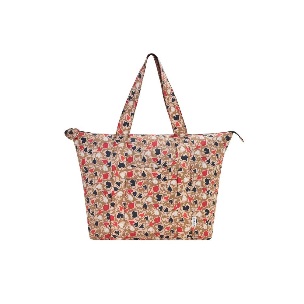 Cath Kidston - Túi đeo vai/The Slouch Tote - Marble Hearts Ditsy - Brown -1041132