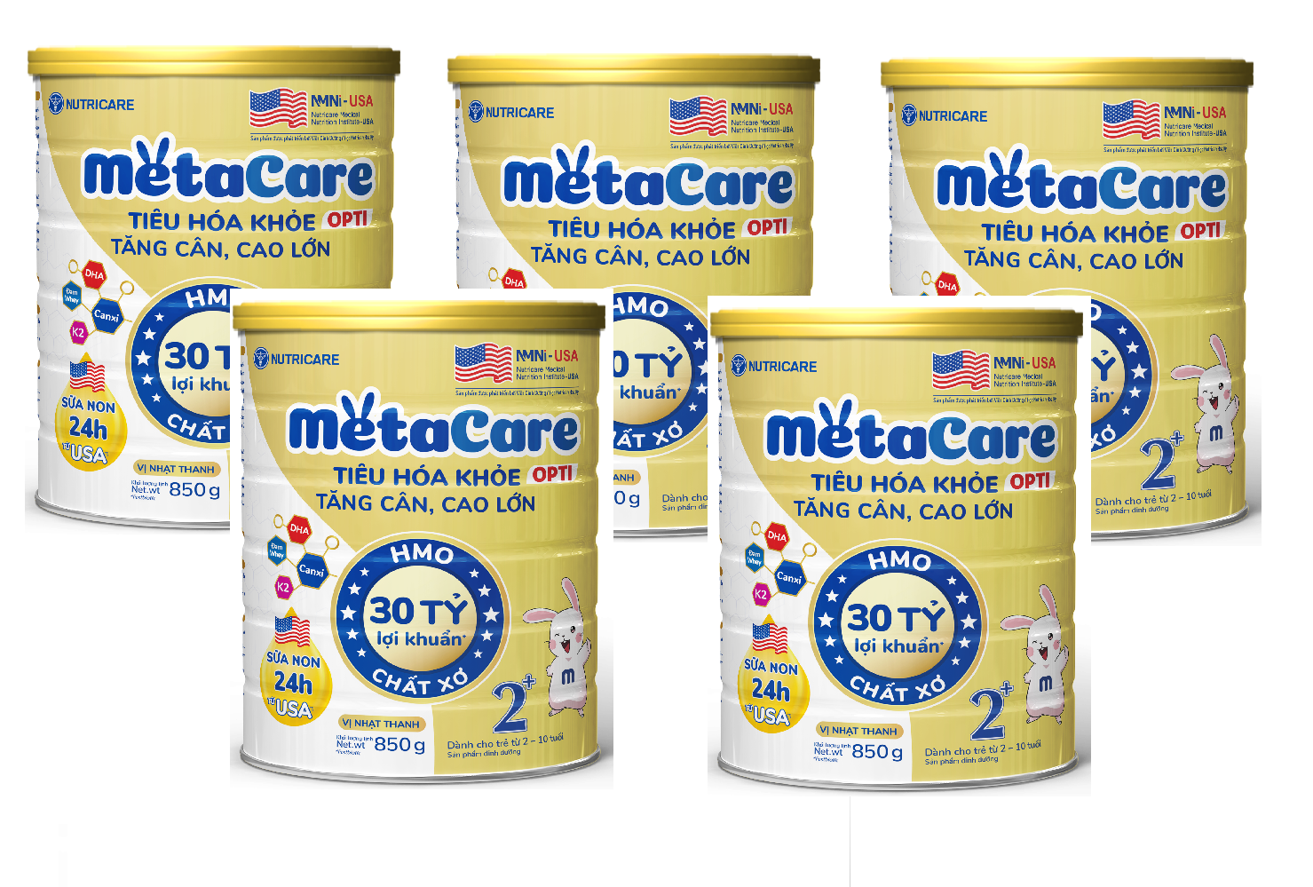 Combo 5 lon Sữa Công thức MetaCare Opti 2+ lon 850g