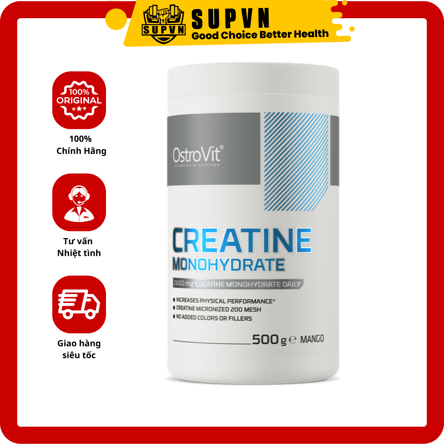 Creatine Ostrovit 500gram - Hỗ trợ tăng sức mạnh, sức bền, phát triển cơ bắp chính hãng giá tốt 100 lần dùng - xoài