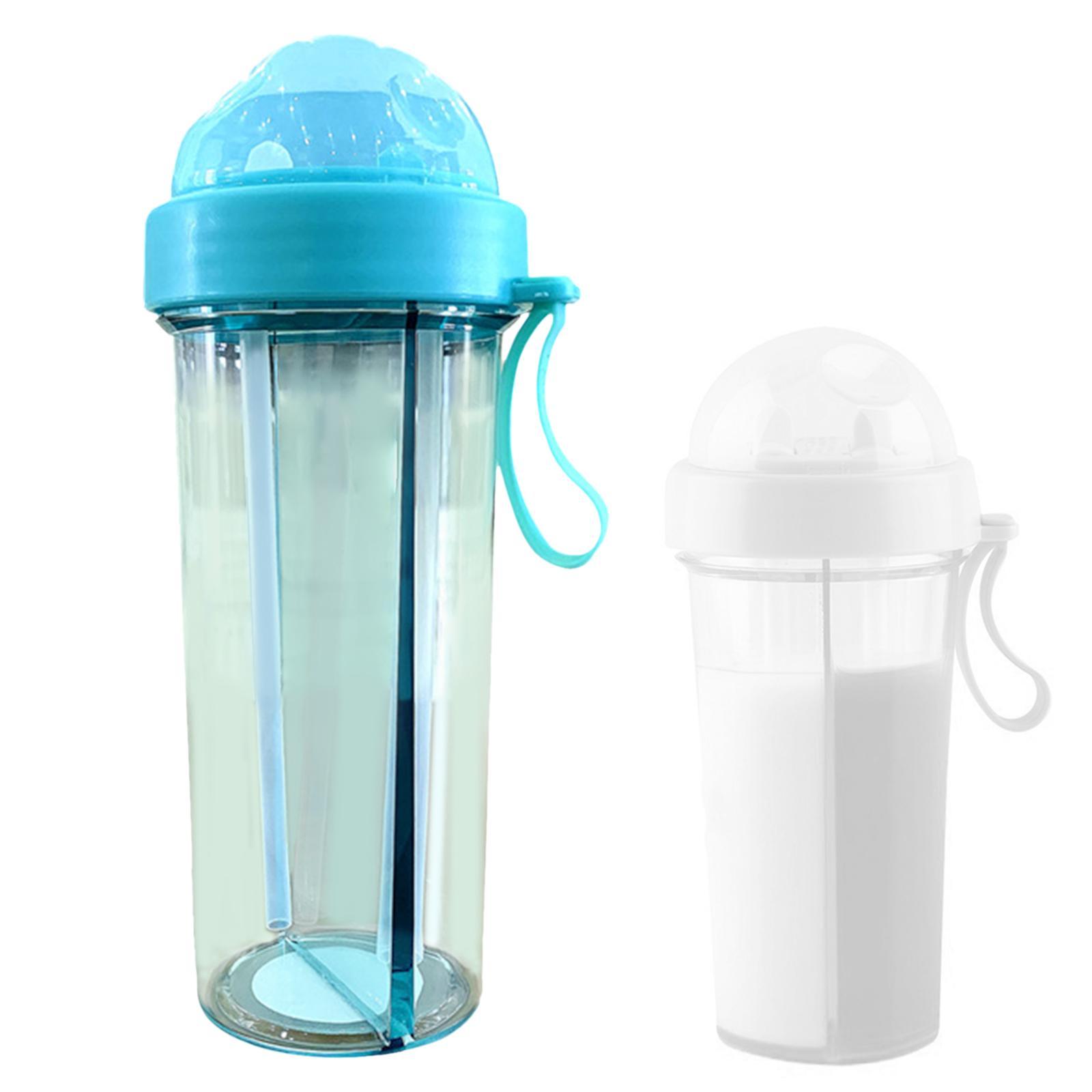 Dual Water Bottle Leakproof Water Cup with 2 Straw for Camping Sports