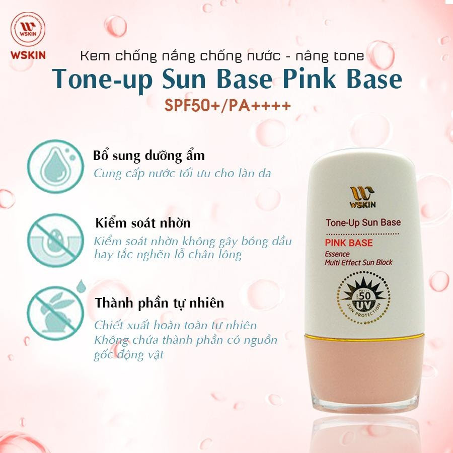 Kem Chống Nắng Lót Makeup WSKIN Sun Base Pink Base SPF50+ PA++++ 50ml