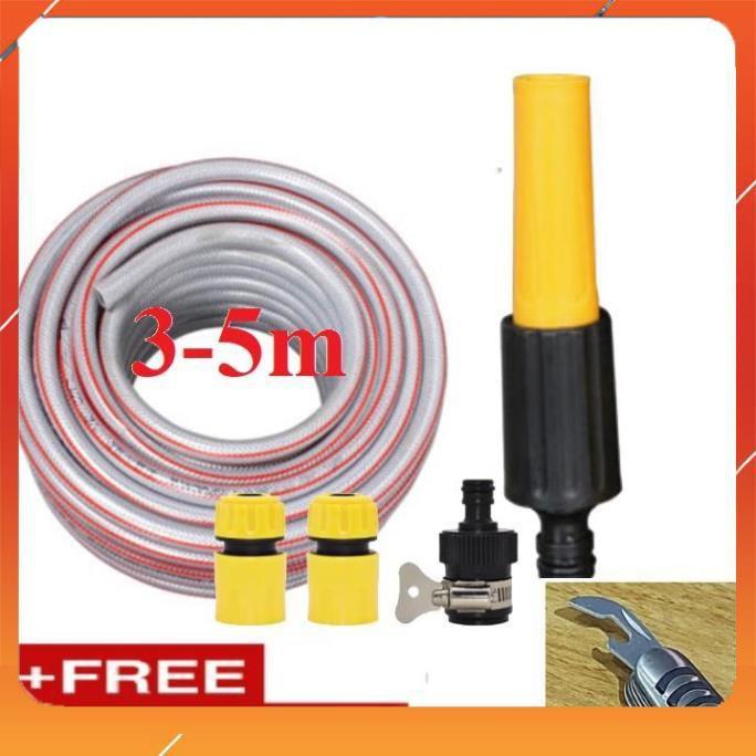 ️Evoucher Bộ dây vòi xịt nước rửa xe,tưới cây ,tăng áp 3 lần,loại 3m,5m 206622-5 cút sập,nối nhựa đen+ mở chai