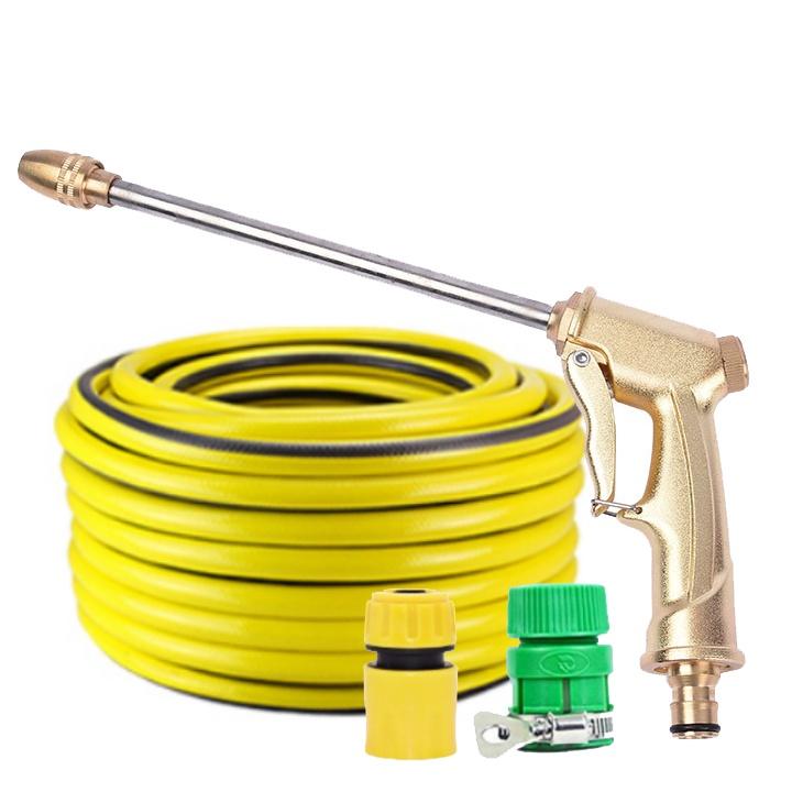 Rửa xe tưới cây Bộ dây và vòi xịt tăng áp lực nước 300% loại 30m cút nhựa,nối nhựa 206701-3