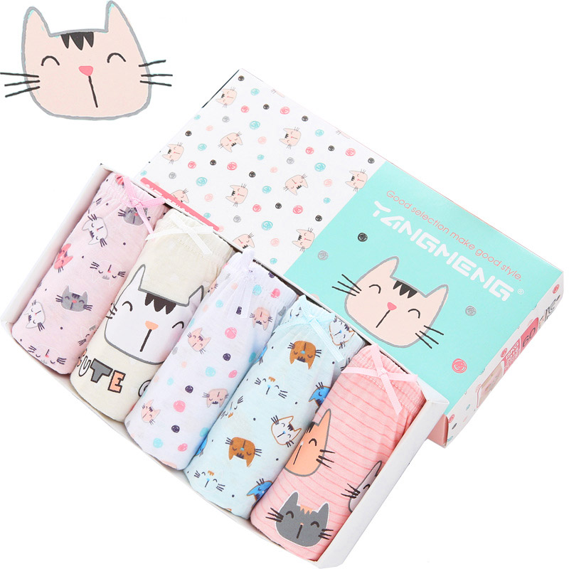 Set 5 quần chip kháng khuẩn cho bé gái, Hộp 5 quần lót cho bé gái 1-12 tuổi xuất Hàn cao cấp chất cotton Baby-S - SC024