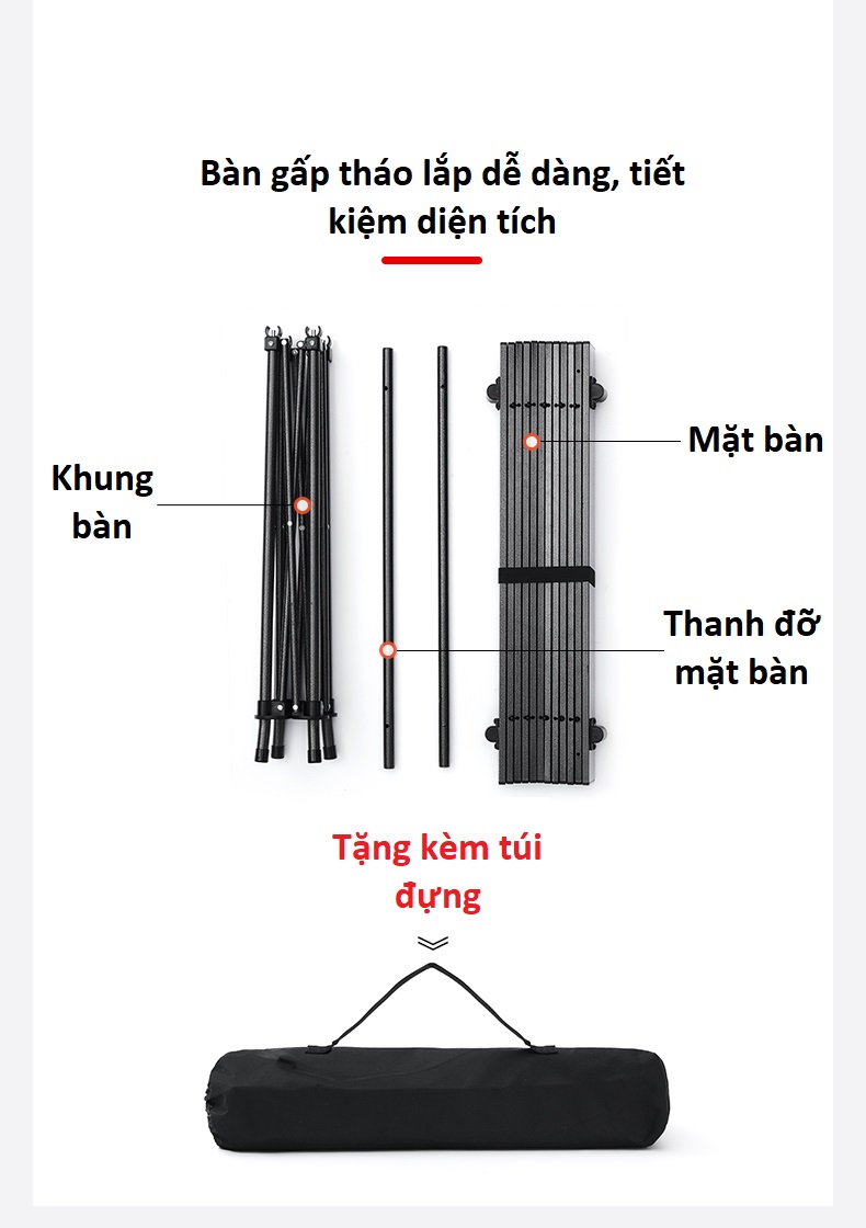 Bàn Xếp Gấp Gọn Du Lịch Và Dã Ngoại Dễ Mang Theo Khi Đi Cắm Trại Picnic Ăn Uống Cùng Gia Đình – YZ013