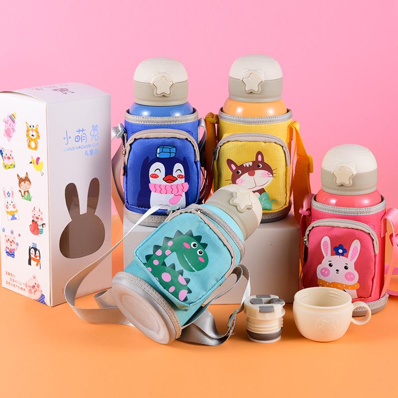 550ML Hoạt Hình Giữ Nhiệt Màu Cốc Tập Uống Cho Bé Kỳ Lân Bình Giữ Nhiệt Chân Không Thép Không Gỉ Childen Di Động Dễ Thương Ống Hút Nước Với túi