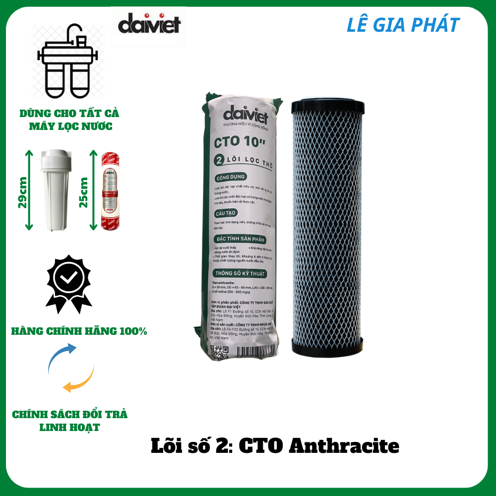 COMBO 3 LÕI LỌC NƯỚC SỐ 1-2-3 - HÀNG CHÍNH HÃNG ĐẠI VIỆT