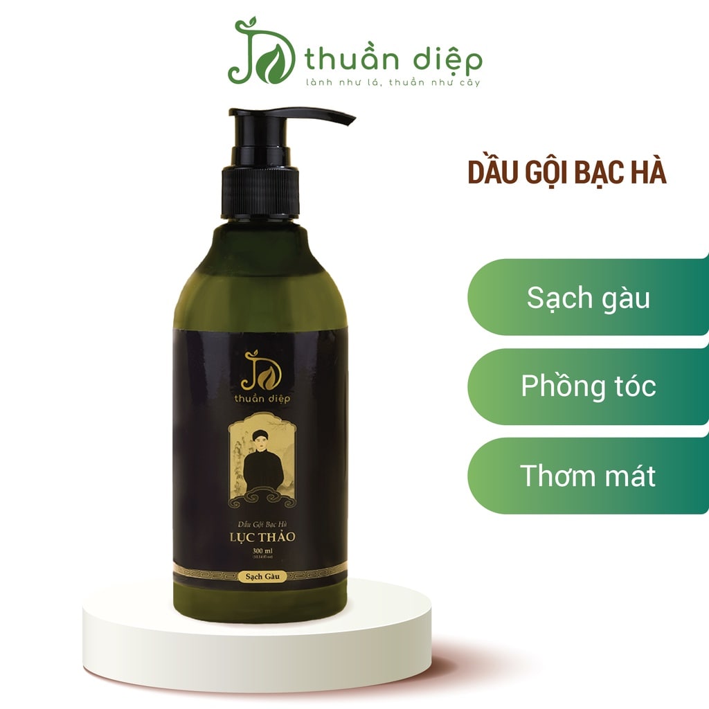 Dầu gội thảo dược bạc hà Lục Thảo sạch gàu giảm rụng tóc thơm mát Thuần Diệp