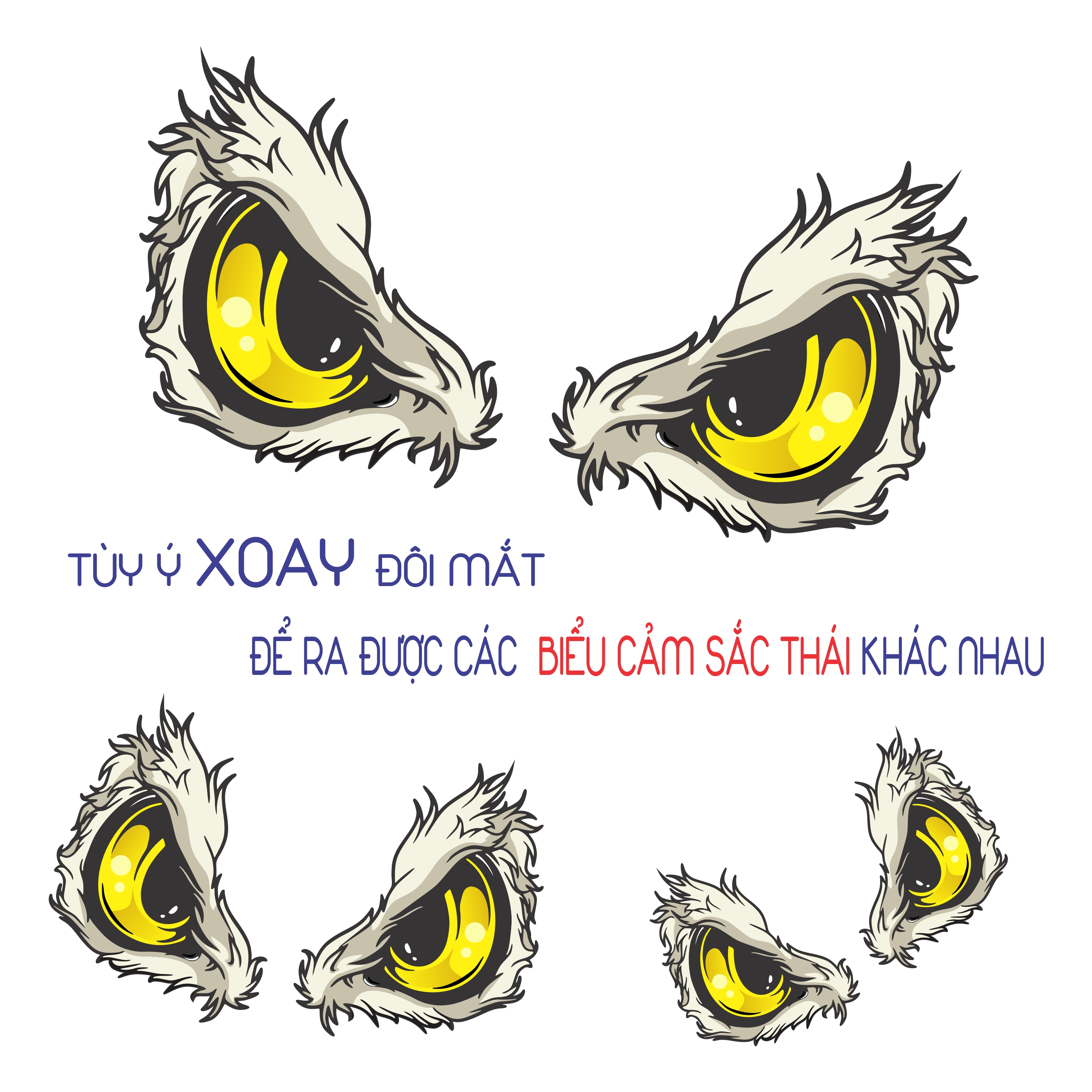 Decan tem đôi mắt đại bàng 3d trang trí xe tải, xe ô tô, xe máy chịu được nắng mưa