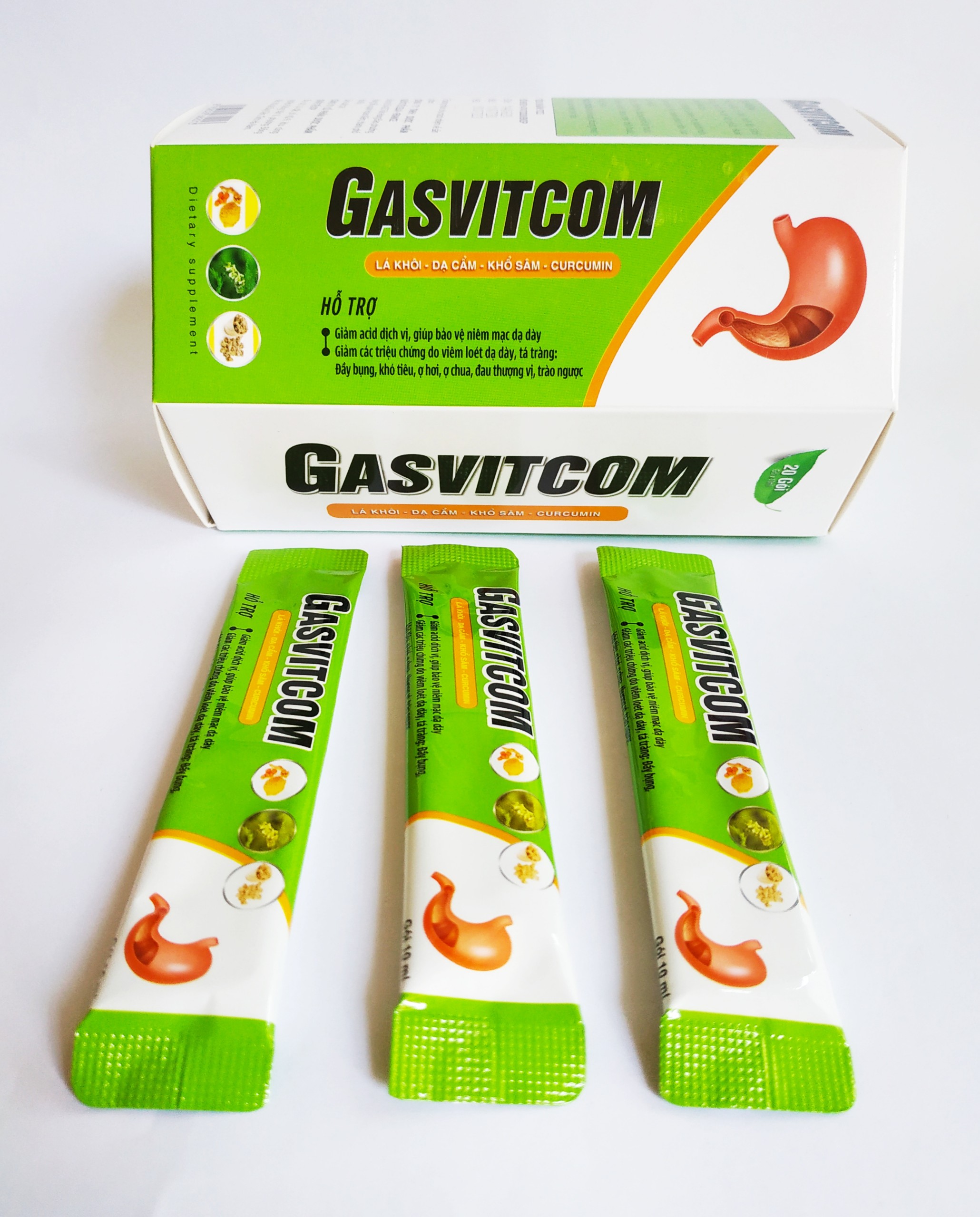 Gói Uống Giảm Đau Dạ Dày Gasvitcom – Giảm Ngay Cơn Đau Dạ Dày – Hết Viêm Loét Dạ Dày, Tá Tràng, Trào Ngược, Ợ Hơi, Ợ Chua – Gaviscon - Hộp 20 Gói