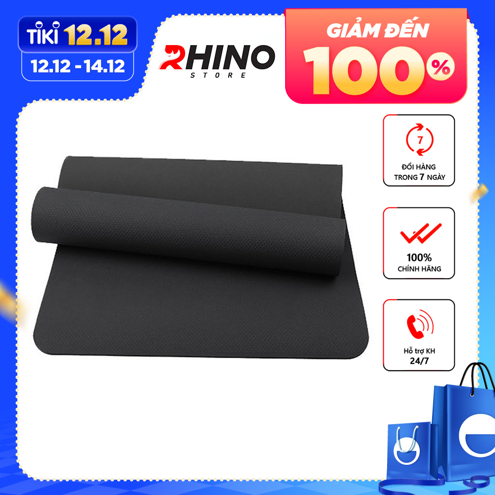 Thảm tập yoga 2 lớp 6mm tặng kèm túi  Rhino M901 cao su non TPE siêu bám, chống trượt, tập gym, thể dục tại nhà - Hàng chính hãng