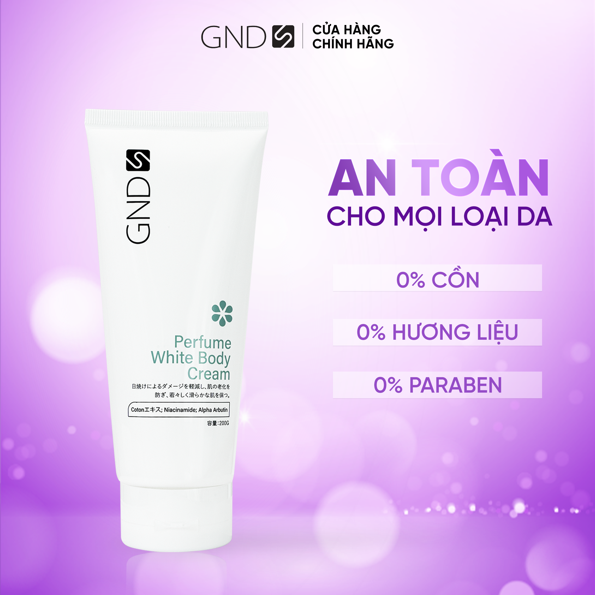 Kem dưỡng GND hỗ trợ dưỡng trắng da, cung cấp độ ẩm và ngăn lão hóa da Perfume White Body Cream 200g