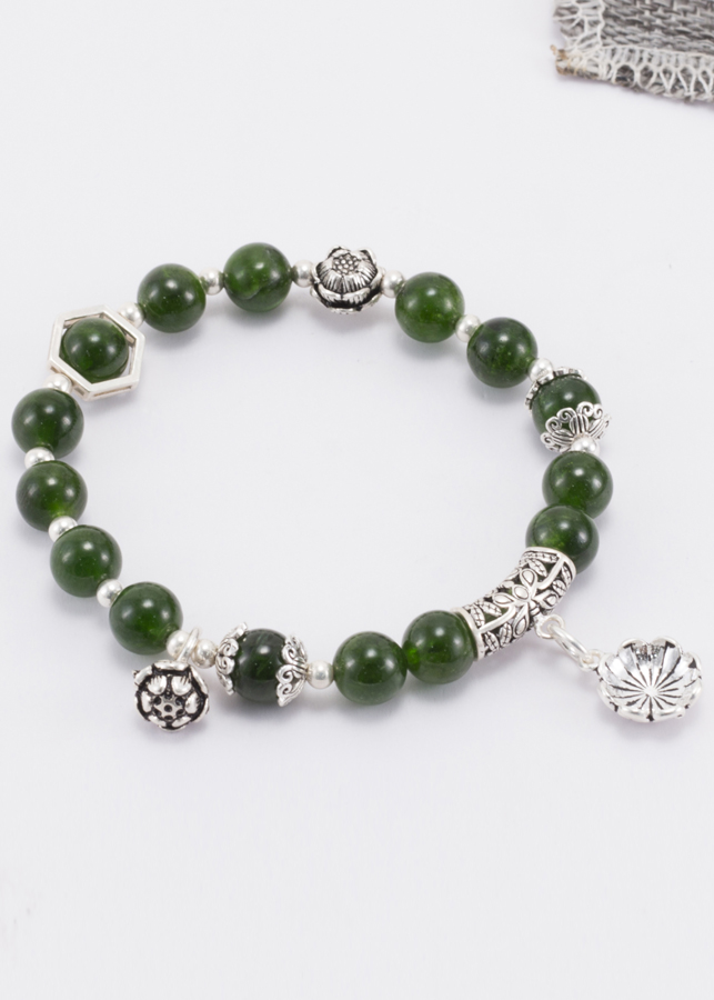 Vòng Diopside Aaa Phối Charm Bạc Ngọc Quý Gemstones