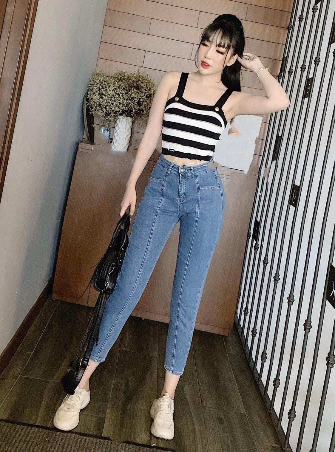 [SIZE ĐẠI 60kg~90kg] Quần jean dài BIGSIZE chất liệu vải dày dặn co dãn mạnh, màu xanh nhạt trơn túi kiểu 3062