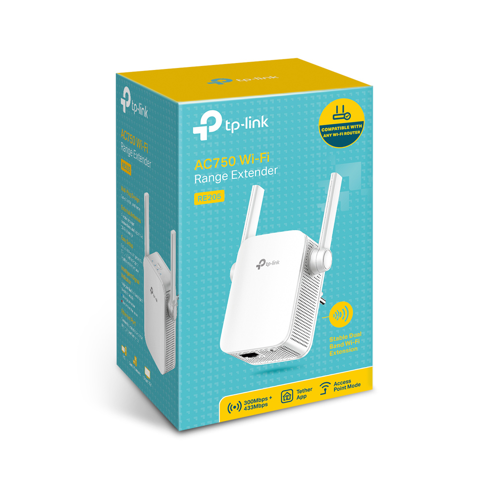 Bộ Mở Rộng Sóng Wifi TP-Link RE205 Băng Tần Kép AC750 - Hàng Chính Hãng