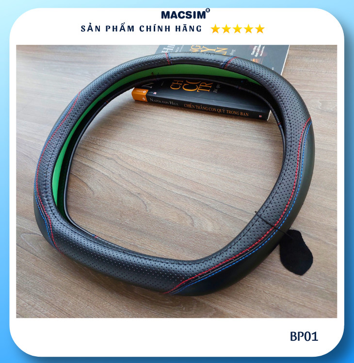 Bọc vô lăng cao cấp Macsim mã BP01 chất liệu da thật 100% - Khâu tay thủ công phù hợp dòng xe Peugeot 2008/3008/5008/408