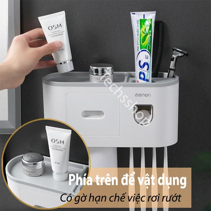 Kệ Nhà Tắm Nhả Kem Đựng Bàn Chải Đánh Răng Oenon Dán Tường Kèm Theo Cốc - Loại 2 cốc và 3 Cốc