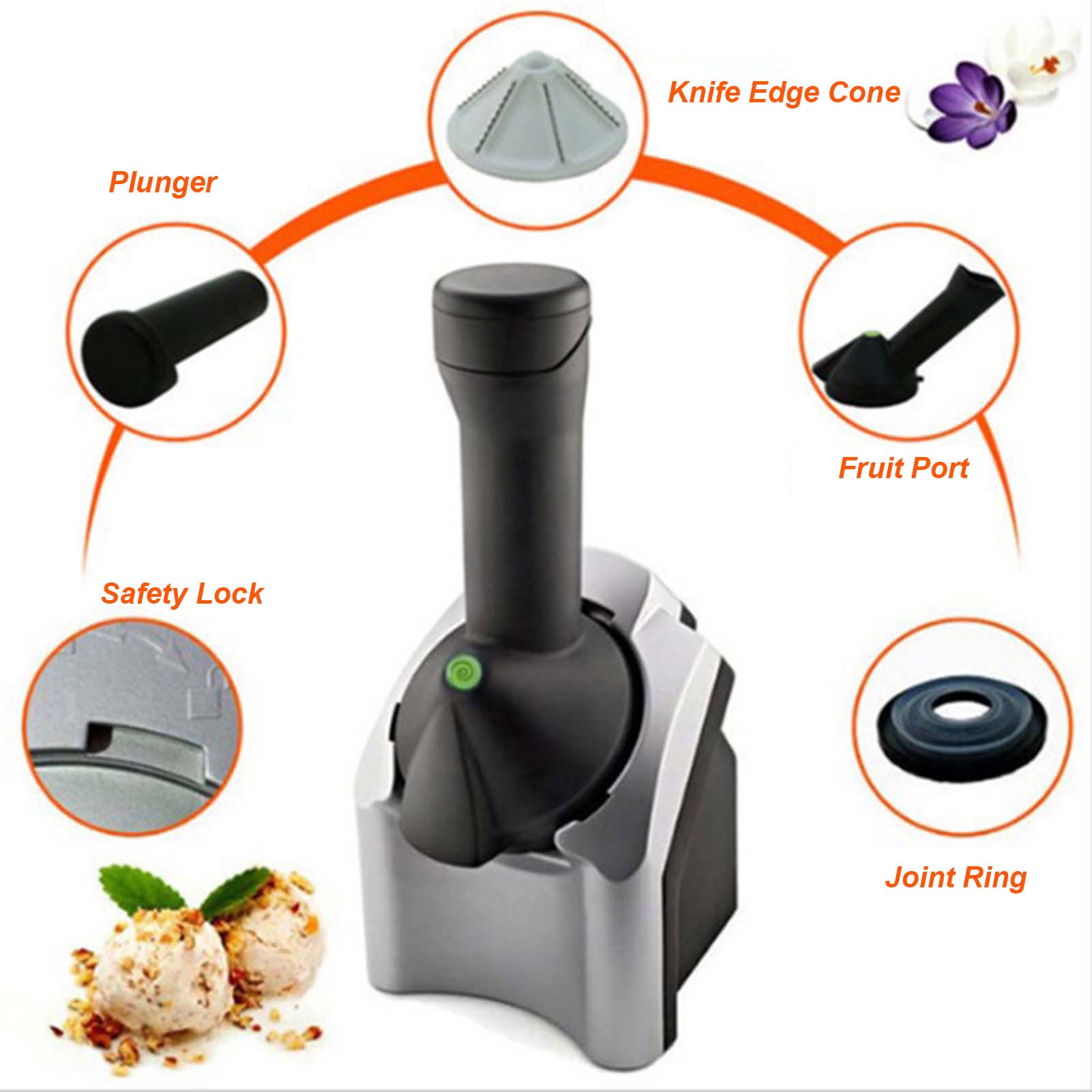 Máy làm kem lạnh trái cây gia đình tốt cho sức khỏe, làm món tráng miệng, dễ vệ sinh