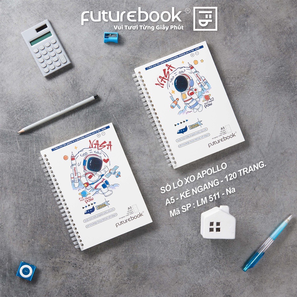 FUTUREBOOK -Sổ Lò Xo Bìa Mềm A5-Dòng Kẻ Ngang-Định Lượng 100GSm-120 Trang. MSP LM511